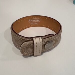 Vintage Coach Tan Signature Signet Cuff Bracelet